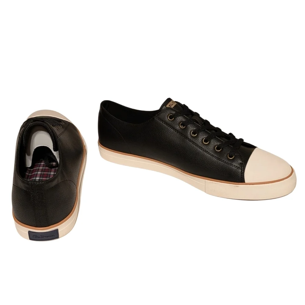 Ben Sherman Black Low-Top Sneakers with Cream Toe Cap